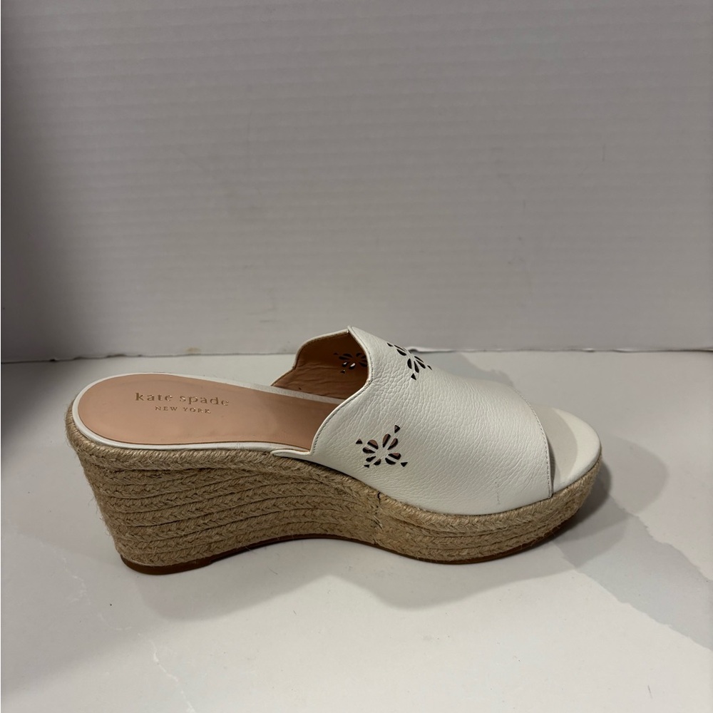 Kate Spade New York Tenley Espadrille Wedge Sandals Laser Cut White Size 8.5 - Picture 5 of 8